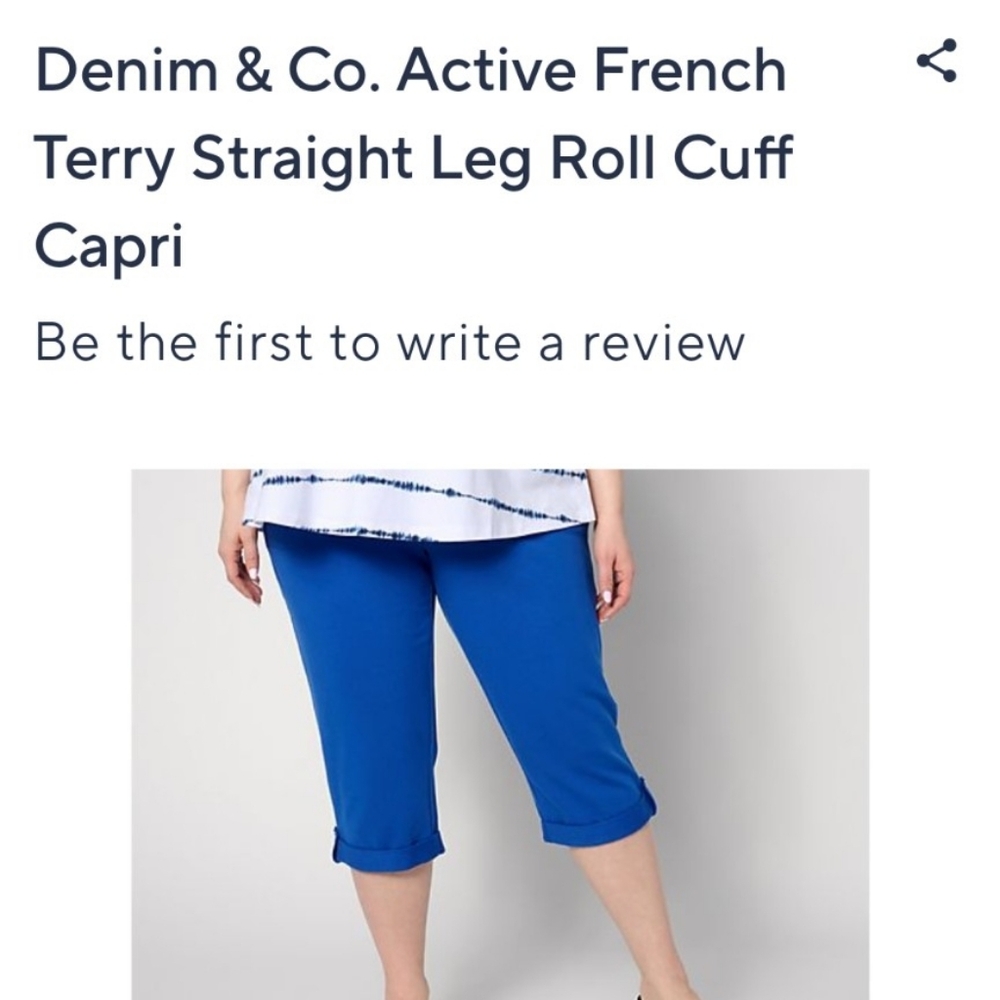 Denim&Co Active Vibrant Turquoise Capri Pants